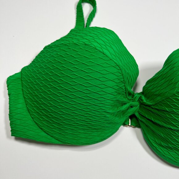 Victoria Secret 34DD TWIST FRONT Push Up Bikini Top Underwire Textured Green - Picture 2 of 7